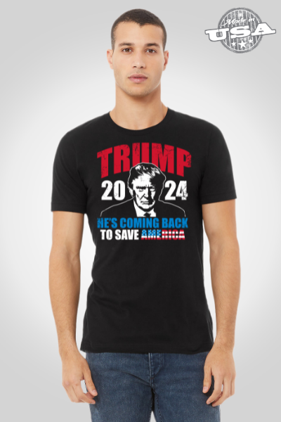 Men's T-Shirt - Trump He's Coming Back 2024