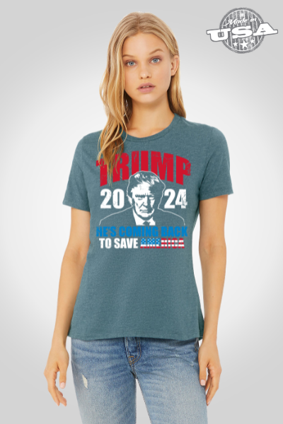 Women's Relaxed Jersey Tee- TRUMP He'scoming back!